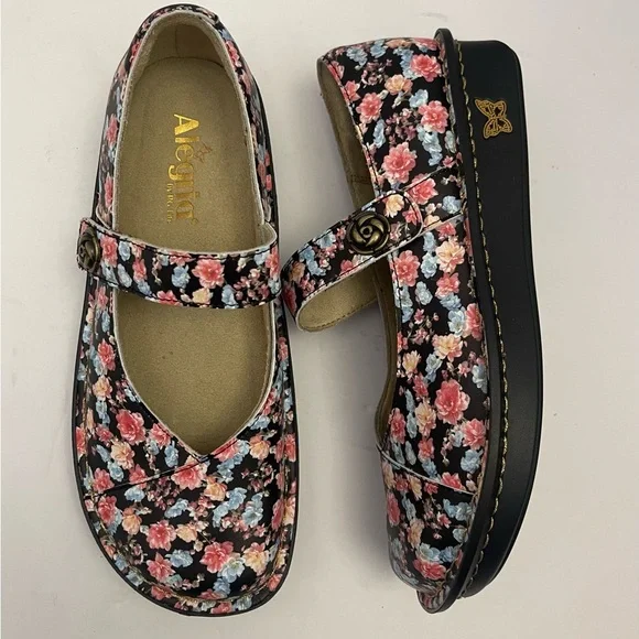 Alegria Leather Adjustable Slip-On Mary Janes Marcy Size - Picture 1 of 6